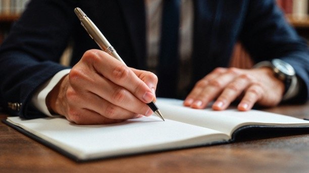 uomo d'affari che scrive 