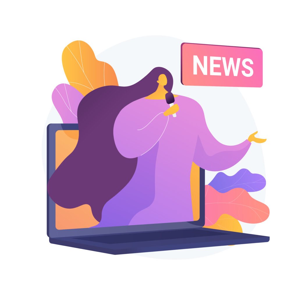 illustrazione di donna che parla al notiziario