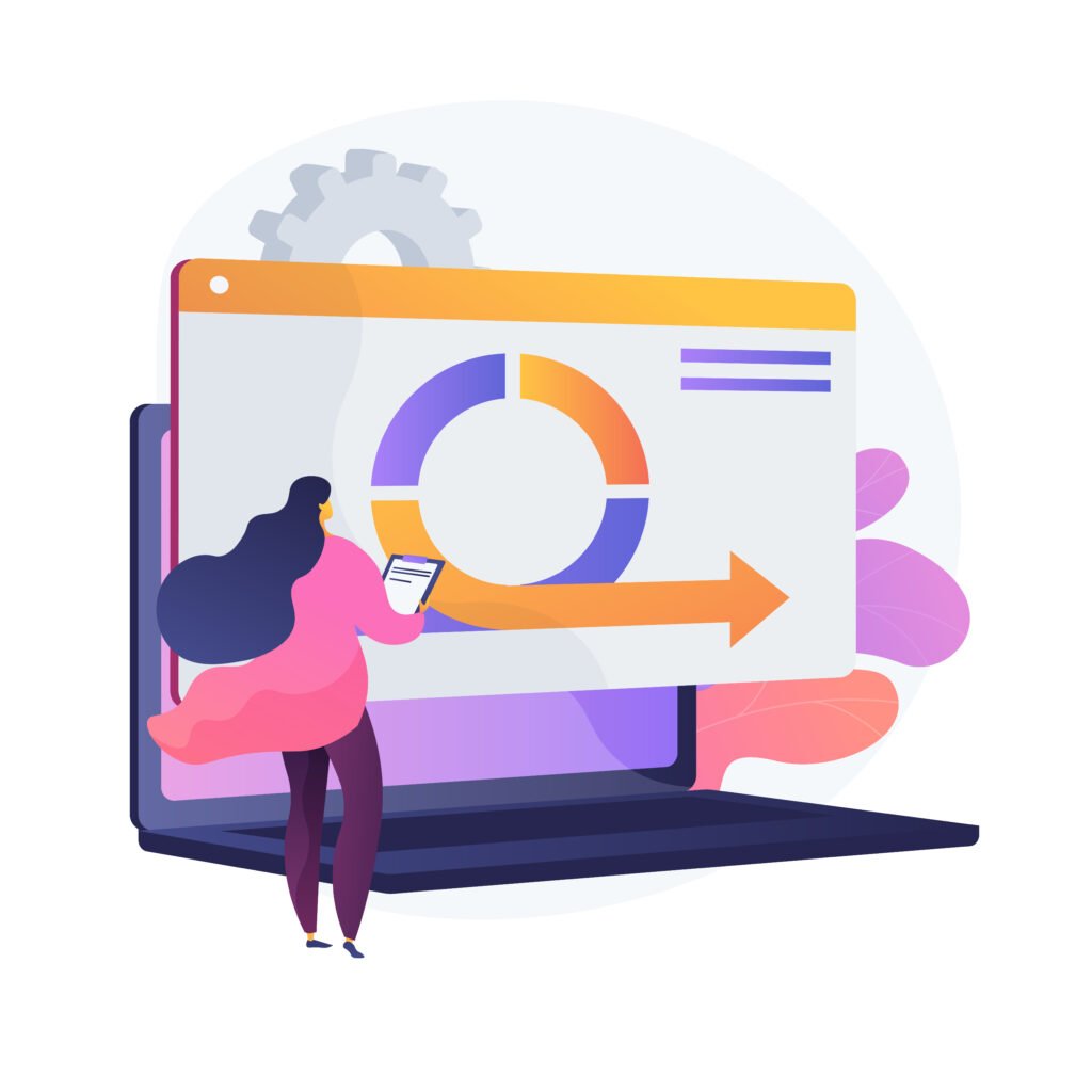 Analytical software vector concept metaphor illustrazione di un processo aziendale