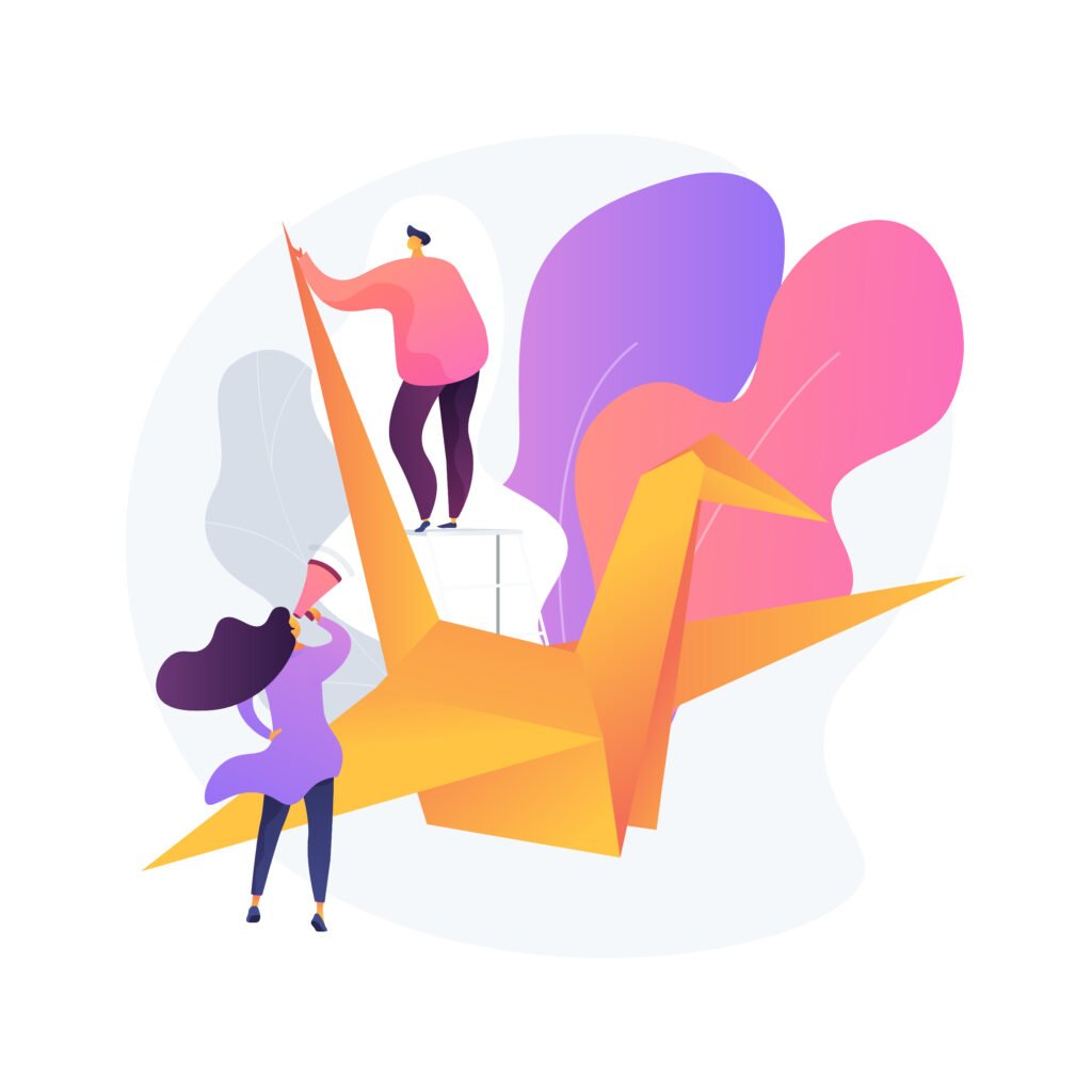 illustrazione di un'installazione a forma di origami