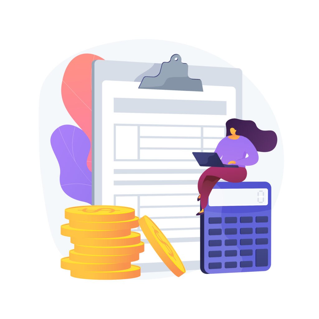 illustrazione con calcolatrice e monete